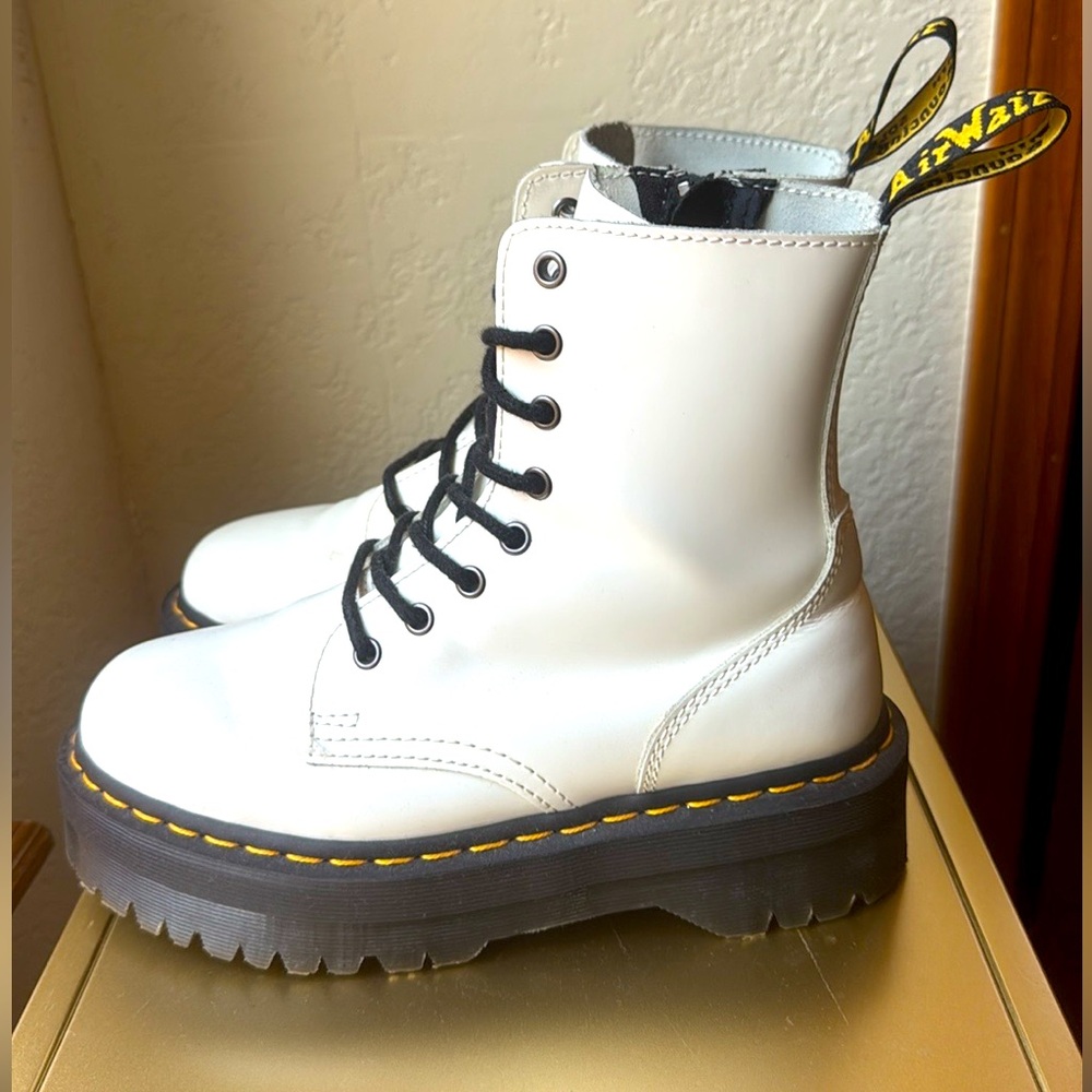 Dr. Martens Platform Jadon Boots Smooth White Leather